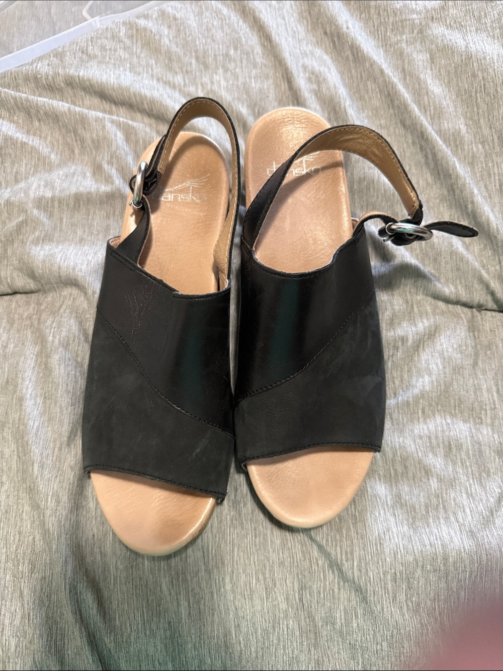 Dansko Black Open-Toe Slingback Sandals